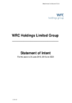 WRC Holdings - 2018 Statement of Intent preview